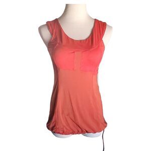 Lululemon Inspire Tank top Drawstring Hem Classic Stripe Coral Women's 6